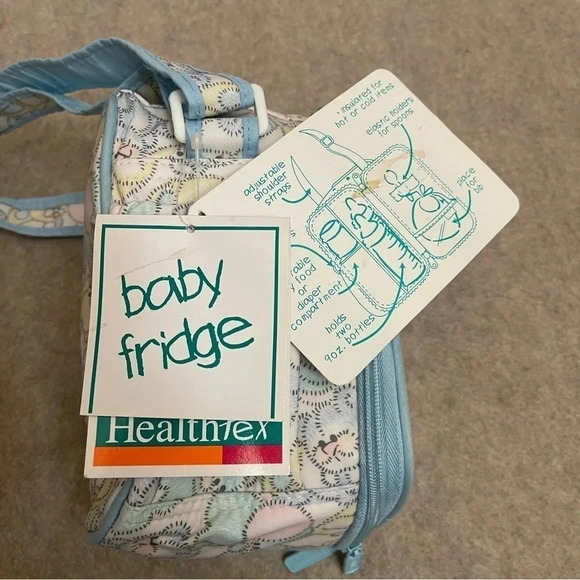 Health-Tex Vintage Baby Fridge Vinyl Insulated Bottle Bag Pastels Blue Animals - Picture 15 of 16